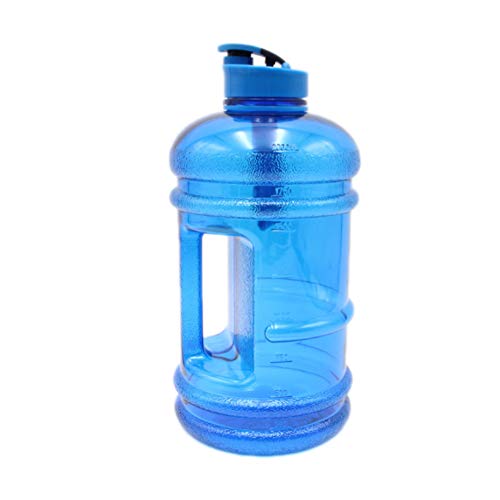 DDG EDMMS 2.2L Large Capacity BPA Free Leakproof Plastic Half Gallon Sports Water Bottle Large Training Drinking Water Jug Hydrate Container Lightweight with Easy Carry Strap and Flip up Cap (blue)