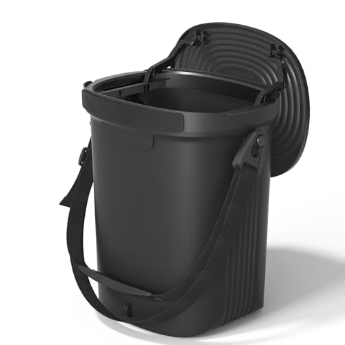 Garoopion Leakproof Car Trash Can, 1.9 Gallon Soft Silicone Hanging Garbage Can with Lid, Easy to...
