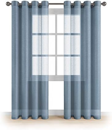 MEMIAS Premium Window Sheer Elegant Voile Curtains with Grommets for All Rooms Decoration, 2 Panels, Each Panel, 54" W x 84" L, Quite Blu