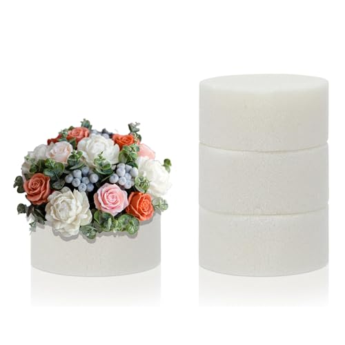 BEIMEIII 4 Stück Steckmasse für Kunstblumen Rund Steckschaum Trockenblumen Steckschwamm Weiß Styropor Herz zum Basteln Steckmoos für Hochzeit Weihnachten Ostern