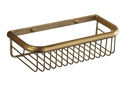 NevStp Mensola angolare per doccia in ottone anticato mensola da bagno a parete cestino portaoggetti per doccia portasapone shampoo antiruggine cestino drenante bottiglie condimento cucina mensola