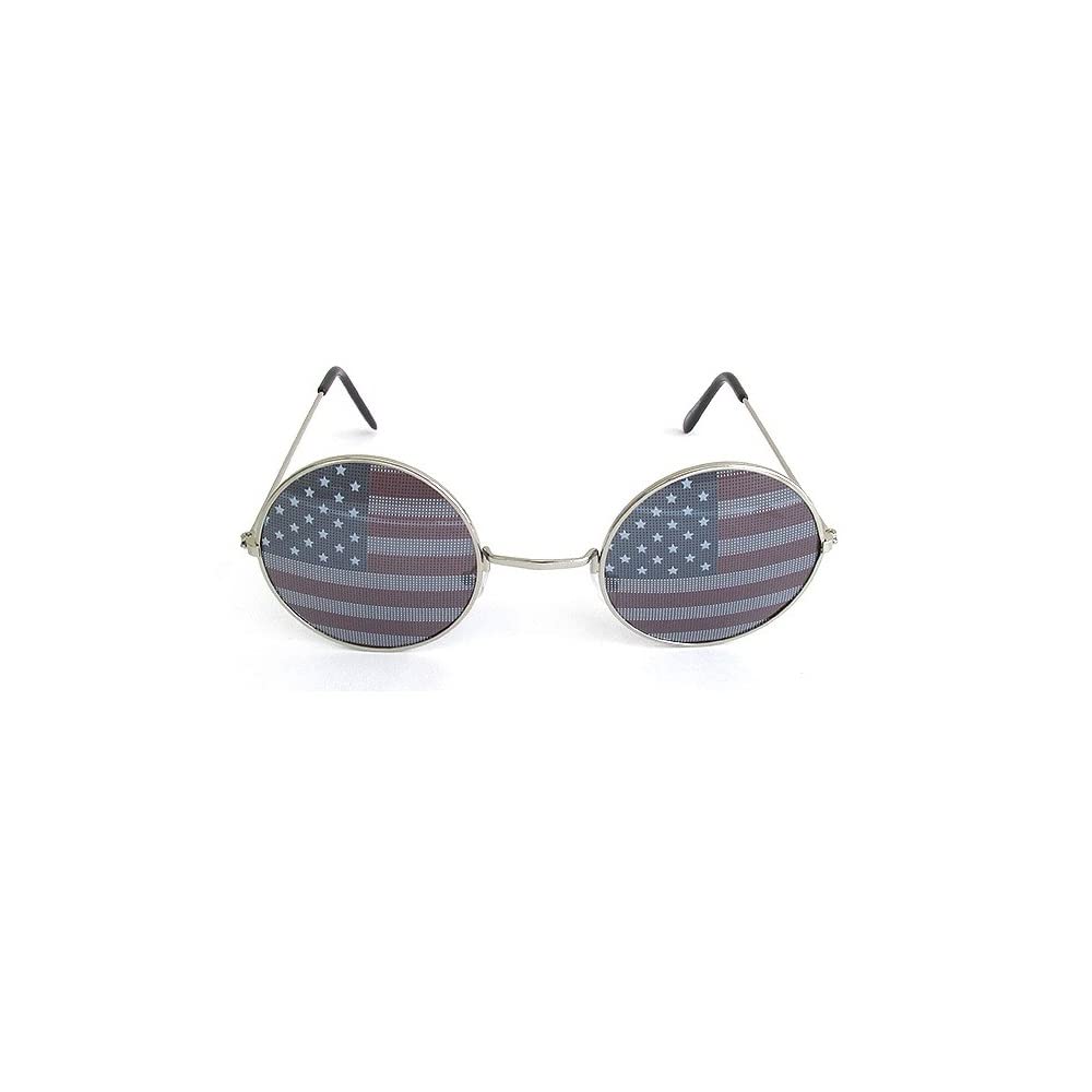 UV 400 PROTECTION PATRIOTIC AMERICAN FLAG ROUND SUNGLASSES