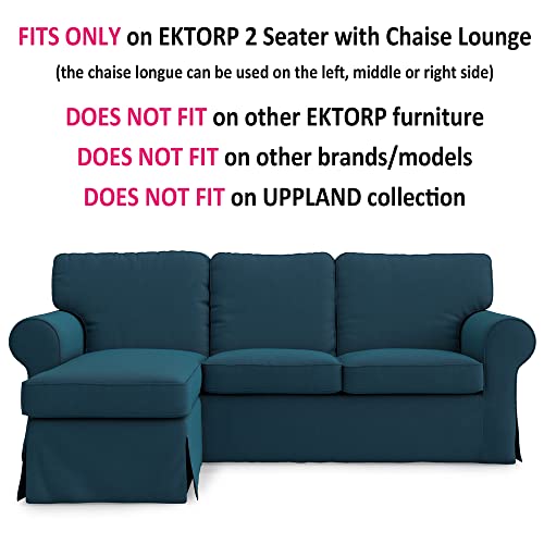 Masters Of Covers Ektorp Loveseat (2 Seat) With Chaise Lounge Cover Replacement Customized For Ikea Ektorp Sectional 3 Seat Sofa Slipcover Replacement-Dark Ocean #TOP1