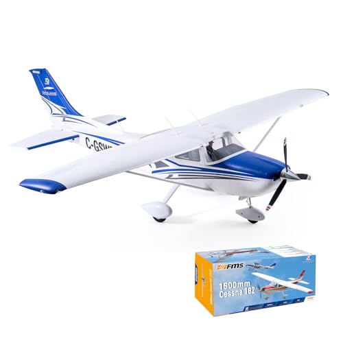 Fms Rc Planes for Beginners Remote Control Airplane for Adults Single-Engine Propeller Airplane 1500MM Cessna 182 Blue 6 Channel Hobby Rc Airplanes PNP (No Radio, Battery, Charger)