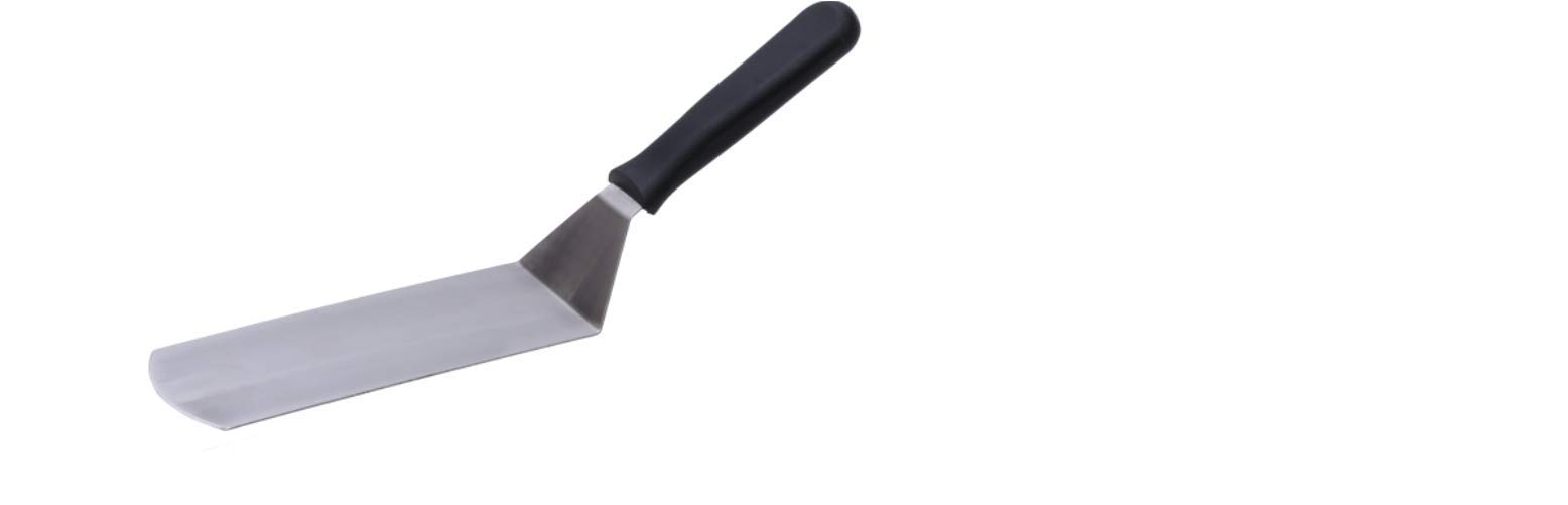 KMW Chef Spatula with Plastic Handle | 75mm x 7" | Precision Stainless Steel Turner for Small to Medium Foods | Ergonomic and Heat-Resistant Handle