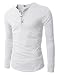 H2H Mens Henley T-shirts with Long Sleeve, White, US L (Asia XL)