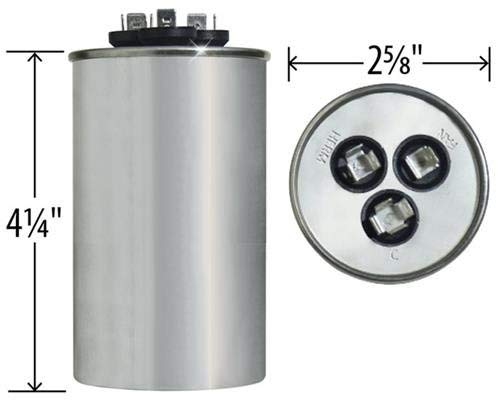 Trane CPT00660 / CPT-0660-50 + 5 uF MFD x 440 VAC Genteq Replacement Dual Capacitor Round # C4505R / 27L569