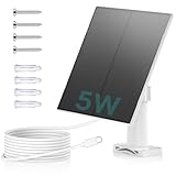ZUMIMALL 5W Solar Panel for Security Cameras Wireless Outdoor, with Micro USB & Type-C Port, High-Efficiency Solar Power, IP66 Weatherproof, 360° Adjustable Bracket, 10ft Cable