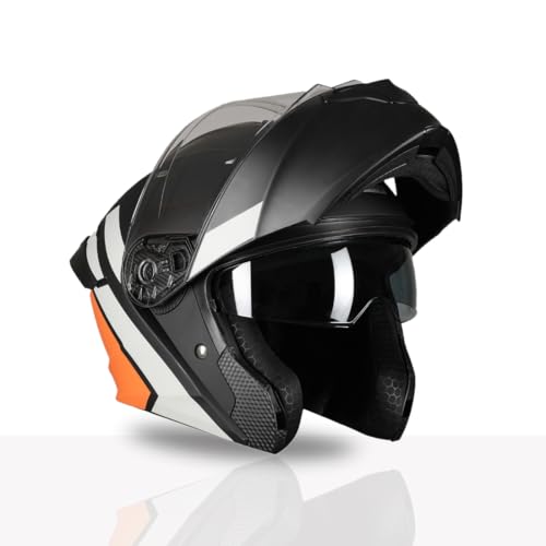 Image of TVS Racing SuperPose Smoked Dual Visor Flip Up Modular Helmet for Men and Women, ISI DOT Certified, ABS Shell, Quick Release Visor, Lightweight, Ventilated, Open Face to Full Face