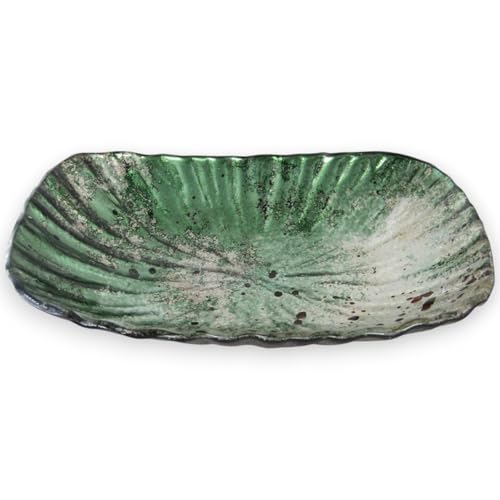 J-kitchens Nebula 皿 刺身皿鉢 ガラス オーバル 大 グリーン ゴールド 19cm