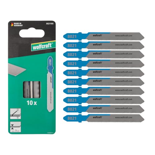 wolfcraft 10 lames de scie sauteuse - coupe fine - lame HSS avec queue en T - idéale pour la tôle d'acier et les métaux non ferreux - profondeur de coupe 3 mm - 8021100