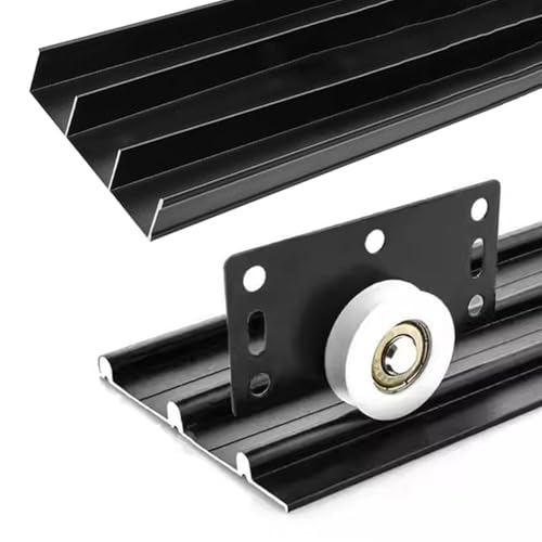 Kit de rieles de puerta corredera para armarios y puertas de cristal, rieles superiores e inferiores ocultos para un funcionamiento suave