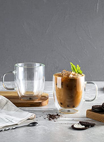Sweese Double Wall Glass Coffee Mugs - 12.5 Oz Insulated Espresso Cups Set Of 2, Perfect For Cappuccino, Latte, Americano, Tea Bag, Beverage (413.101) #TOP6