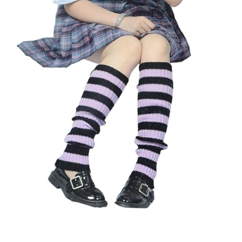 Japanese Girl Over The Knee Kawaii Leg Warmers Y2K Striped Color Blocking Gothic Leg Warmers2
