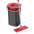 TETHYS Flat Floor Mop and Bucket Set for Professional Home Floor Cleaning System with Aluminum Handle/2-Washable Microfiber Pads Perfect Home + Kitchen Cleaner for Hardwood, Laminate, Tiles, Vinyl