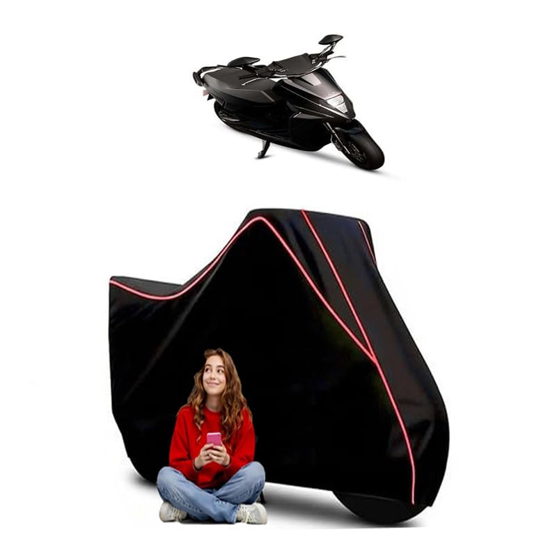 Image of Simple One Scooty Bike Cover Water Resistant Outdoor Use Universal Fit Scooters Motorcycles Heavy Duty UV Protection Dust Rain Scratch Resistant Elastic Bottom Black Blue Piping