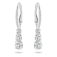 Swarovski Stilla Attract Trilogy Drop Pierced Earrings with White Crystals on a Rhodium Plated Setting with Hinged Closure