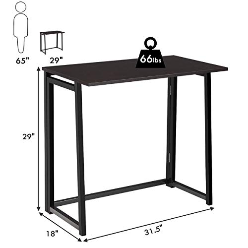 Tangkula Folding Desk No Assembly Required, Foldable Computer Desk For Small Spaces, Portable Small Collapsible Desk, Space Saving Foldable Laptop Table Home Office Desk (Coffee) #TOP2