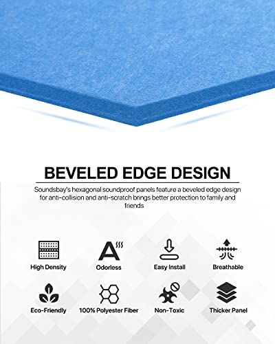 Image of Self-adhesive Sound Proof Panels Hexagon Wall Panels 12''X10''X0.4'', Sound Absorbing Panels High Density Acoustical Wall Panels Acoustical Treatments for Office,Reccording Room,Studio 12 Pack