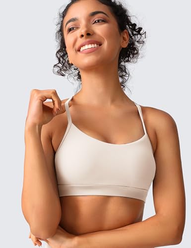 Image of BAYDI Clouduxi Y Back Sports Bra for Women - Padded Racerback Spaghetti Strap Low Impact Workout Yoga Bra, A-C Cups