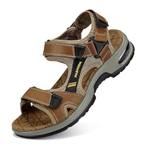 Mens Hiking Sandals Leather Air Cushion Non Slip Comfortable Beach Footwear