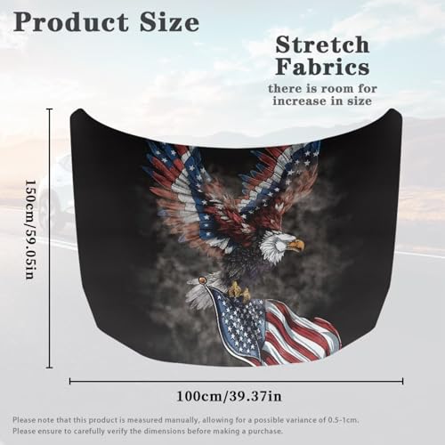 Image of Renewold Eagle American Flag Cool, Car Hood Cover Protector, Vehicle Hood Wrap Blanket, Hood Covers for Cars, Women Men Automotive Exterior Accessories, Elastic for Outdoor Indoor