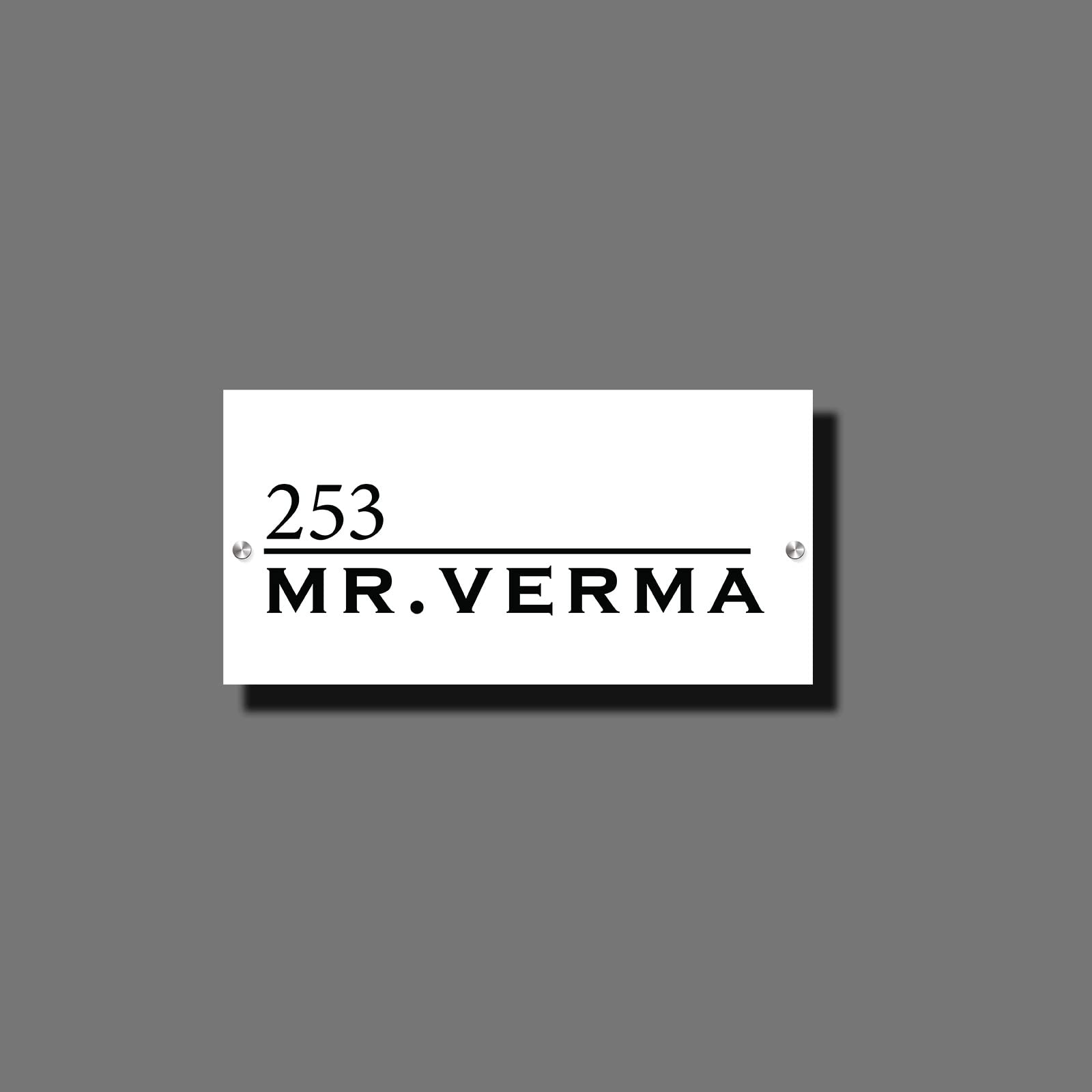 Customize Black Name Plate for Flat/Home Lazer Cut White Acrylic Letter Size(12x6) inch Horizontal Line. — Amazon image 7