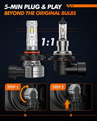 Image of SEALIGHT 9006 LED Fog Light Bulbs, 12000LM 24W Strong Penetration 9006 HB4 LED Fog Lights, 6500k Cool White 5530 CSP Chips, IP68 Waterproof Plug and Play, Pack of 2