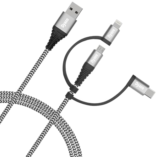 Image of 3 in 1 Universal Fast Charging Cable | Multi USB Charger Cord with Type C, Micro USB & Lightning Connectors | Nylon Braided Cable for Smartphones, Tablets & Devices - 3 Year Warranty (1.2M)