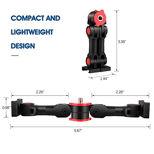 Image of ChromLives Mount Bracket with Phone Clip, Rotatable Dual Cold Shoe Extension Bracket Hot Shoe Mount Adapter for Led Light /Microphone