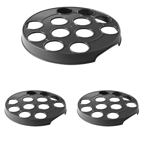 HENDI Porte-verres à bière BarUp, support type plateau rond pour 12 verres avec trous de 55 mm, ABS, ø315x(H)35mm, noir (Lot de 3)