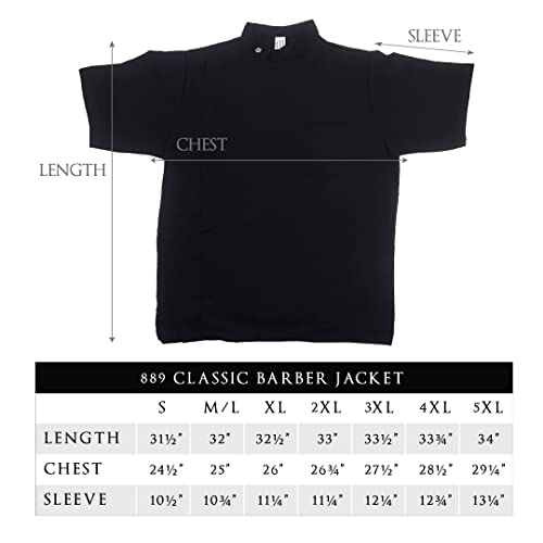 Betty Dain Classic Barber Jacket, Barber Design, Band Collar, Shoulder Snaps, Single Chest Pocket, Concealed Side Zipper Closure, Soft Cotton/Polyester Blend, Machine Washable, Black, Medium/Large3