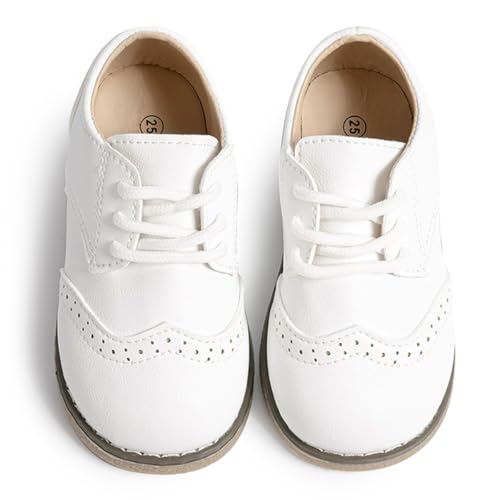 Image of KIDSUN Toddler Dress Shoes Boys Girls Lace Up Oxford Shoes School Uniform Loafer Flats Casual Wedding Party Shoes