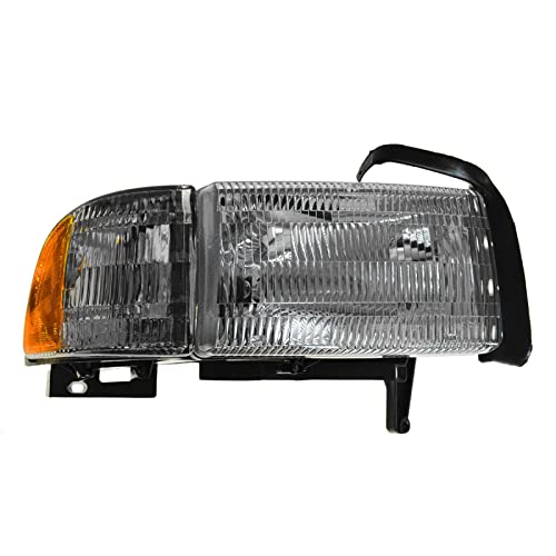 Image of TRQ Passenger Side Headlight Assembly Compatible with 1994-2002 Dodge Ram 1500, 2500, 3500 CH2503101 With Front Cornering Lamp Without Sport Package CH2503101