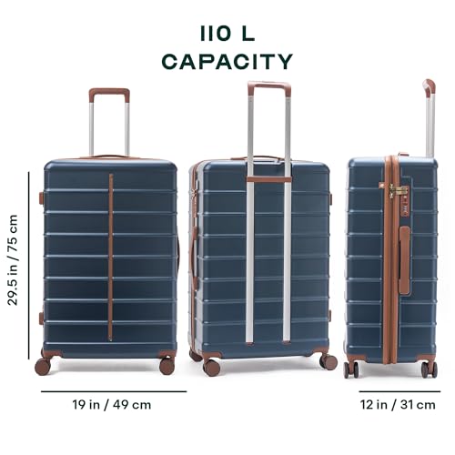 Image of Assembly Large Check-in Suitcase with Thoughtful Design & TSA Lock, Spacious Polycarbonate Hard Shell Luggage for Long Holidays, Blue, 28-Inch