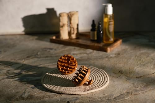 Image of 28 Teeth Natural Wood Hair and Scalp Massager Comb,Stress Relief & Detox Shampoo Brush,Wet and Dry Application for Reducing Dandruff and Stimulates Hair Growth (1 Unit)