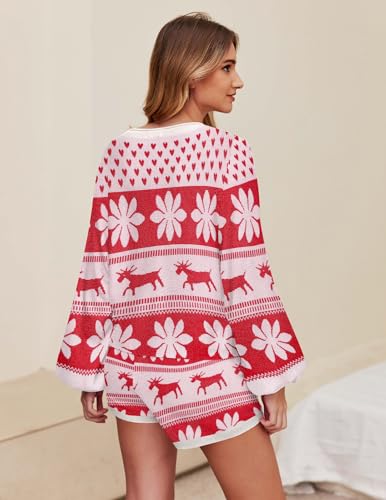 Image of Ekouaer Knit Pajamas Set for Women Lounge Wear Sets Long Sleeve Sweatsuit Matching 2 Piece Outfits Casual Sweater Sets S-XXL