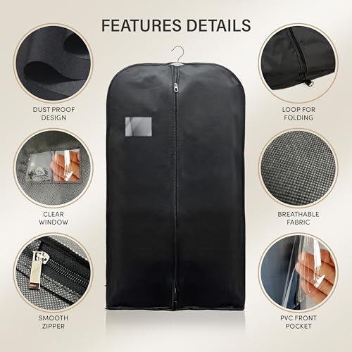Wedcova Suit Covers for Men, Black, 24" X 40"(60 X 100cm) - Image 2