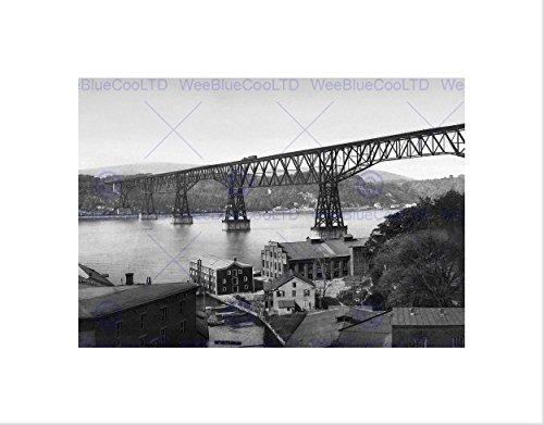 POUGHKEEPSIE BRIDGE POUGHKEEPSIE NY 1904 OLD BW BLACK FRAMED ART PRINT B12X656