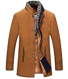 Onsoyours Herren Wintermantel Wolle Winter Kurzmantel Mittellang Wollmantel Abnehmbare Doppelkragen Kurz Winterjacke für Business Freizeit Freien Slim Fit Jacke C Kamel L