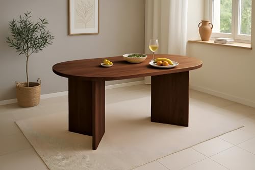 SAM Esstisch Laurie | 160 x 90 cm | Akazienholz massiv | Farbe: Nussbaumfarben | Oval mit gerader Kante | V-Gestell Holz | Esszimmertisch/Küchentisch aus Massivholz SAM Esstisch Laurie | 160 x 90 cm | Akazienholz massiv | Farbe: Nussbaumfarben | Oval mit gerader Kante | V-Gestell Holz | Esszimmertisch/Küchentisch aus Massivholz