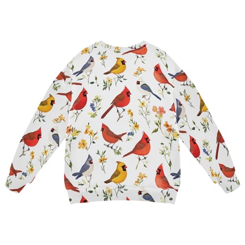 JUNZAN Funny Northern Red Birds White Little Kids Hooded Sweatshirt Crewneck Hoodies for Girls Athletic 4T2