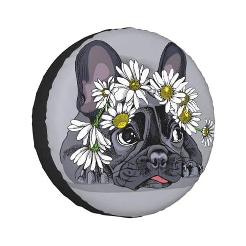 Image of Delerain Spare Tire Cover French Bulldog Wheel Covers Sun Protection Waterproof for Jeep Truck RV Trailer SUV and Many Vehicle (14 Inch for Diameter 23 inch-27 inch)