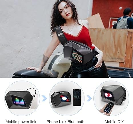 Image of AL KIAN LED Backpack Devil's Eye Shoulder Bag Crossbody Bag Hard Shell Waterproof App Control DIY Programable LED Motorcycle Backpack Riding Sling Backpack for Travel, Camping & Cycling Daily Used
