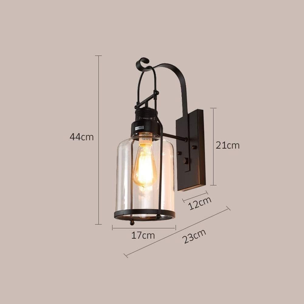 Lampa Ogrodowa,Lampy Metalowy Kinkiet Zewnętrzny, Lampa Ścienna W Stylu Industrialnym, Latarnia Ścienna, Klosz Z Przezroczystego Szkła, Lampa Ścienna Na Werandę I Podwórko Oprawa Ogrodowa