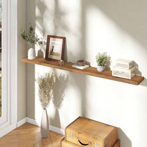 Image of Fun Memories 72 inch Wall Mounted Floating Shelves, Natural Elm Wood, 1 Pack
