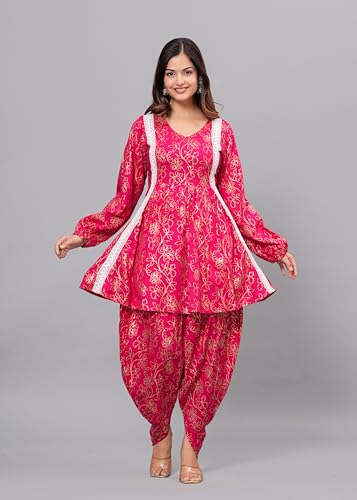Image of Womens Kurta With Dhoti Pant | Kurta Dhoti Set Festival Wear |Kurta Dhoti Pant Set for Womens