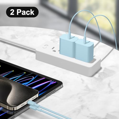 Image of iPhone 17 16 15 Charger Fast Charging 12FT - 20W USB C Charger Block | with 12FT Type C to C Cable Compatible with iPhone 17 /17 Pro /17 Pro Max /Air /16 /16e /15, iPad Pro, iPad Air (Blue)