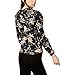 Bar III Womens Puffed Sleeve Floral Print Sweatshirt Black L
