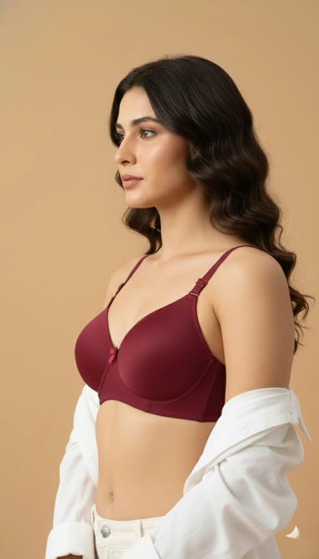 Image of Women's Lycra Lightly Padded Full Coverage Wirefree T-Shirt Bra Combo Pack of 2